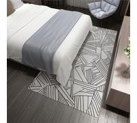 HOBBOY Tappeti da corridoio in stile Urban Sketch 120 x 150 cm - Poligoni astratti e linee nere Stampa antiscivolo moquette a pelo basso Decorazione minimalista del pavimento cucina