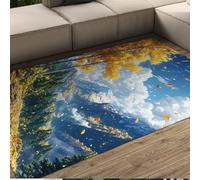 HOBBOY Tappeti facili da pulire Foglie gialle cadute Cipresso verde Stampa foresta Antiscivolo Zerbino sottile per soggiorno Camera da letto Cucina Corridoio 180 x 240 cm