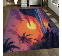 HOBBOY Tappeti in stile isola tropicale Sunset Beach Ocean Waves Scenery Zerbino sottile per soggiorno sala da pranzo camera da letto antiscivolo lavabile 50 x 80 cm