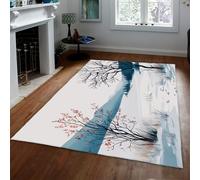 HOBBOY Tappeti invernali innevati alberi innevati e cime serene paesaggio interno esterno tappeto per soggiorno camera da letto pelo basso 120 x 150 cm