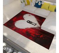 HOBBOY Tappeti Love Heart 180 x 240 cm - Silhouette di coppia Pattern Low Pile Low Appeal Red and Black Abstract Art Camera da letto Soggiorno Arredamento moderno