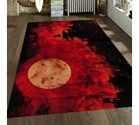 HOBBOY Tappeti per area Ukiyo-e Modern Art 240 x 300 cm Tappeto in stile lavaggio a inchiostro rosso e nero per sala giochi Stampa samurai giapponese tappetino antiscivolo a pelo basso