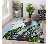 HOBBOY Tappeti per aree paesaggistiche dell'alba 240 x 300 cm - gru per scenari naturali e pini accoglienti stampa tappeto sottile per l'ingresso in ufficio in soggiorno