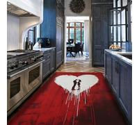 HOBBOY Tappeti romantici per l'area cuore 160 x 220 cm - Silhouette di coppia Tappetino sottile Graffiti d'arte Rosso e nero Camera da letto soggiorno Arredamento moderno