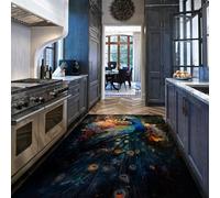 HOBBOY Tappeti vivaci per la zona pavone 150 x 240 cmTappeti a pelo basso stampati con piume multicolori lusso e stile naturale arredamento d'ufficio del soggiorno facile da pulire