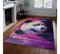 HOBBOY Tappeto cinese Panda Area Rosa e Viola Graffiti Sfondo Carino in bianco e nero Panda Stampa Tappeto sottile per dormitorio soggiorno 60 x 120 cm