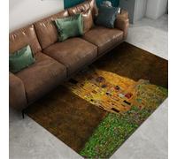 HOBBOY Tappeto da camera da letto in stile pittura a olio 100 x 200 cm Il decoro del pavimento con motivo del bacio per la sala da pranzo cucina lavaggio a pelo basso e lavaggio a pelo basso