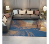 HOBBOY Tappeto da pavimento invernale Sunrise Paesaggio innevato bianco Modello di sentiero sul lago Tappeto interno sottile lavabile per l'ingresso della camera da letto del soggiorno 180 x 270 cm