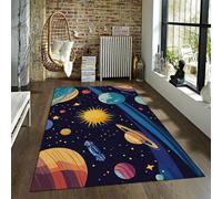 HOBBOY Tappeto dello spazio esterno Tappeto per astronave per la stanza dei ragazzi Tappeto dei cartoni animati Pianeta stellato Zerbino per aula Tappeto per la stanza della scuola materna 60 x 90 cm