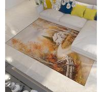 HOBBOY Tappeto in stile nordico 60 x 100 cm Scena pastorale autunnale Casa rustica e foresta di betulle Stampa Tappeto sottile per la camera da letto della sala studio della fattoria
