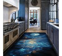 HOBBOY Tappeto lavabile 60x90cm Tappeti da sogno Blue Waves Night Sutil antiscivolo per aree ad alto traffico in soggiorno Tavolino da caffè Cucina Moquette oceanica Moonlight