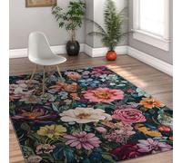 HOBBOY Tappeto lavabile per la camera da letto tappeti da pranzo Soft springs a molle colorate con motivi floreali Large tappeto a pelo basso Vintage Rose Flower Stamp Kitchen 240x300cm