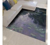 HOBBOY Tappeto per la zona delle Ninfee 90 x 150 cm Tappeti impressionisti con motivi rosa Bloom per la camera da letto Decorazione a pelo basso Famosa stampa di pittura