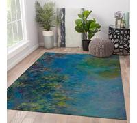 HOBBOY Tappeto per l'area d'arte floreale impressionista 50 x 80 cm Tappeti da sogno blu e verdi Tappetino sottile stampato da pittura Tappetino sottile per spazi abitativi Arredamento galleria