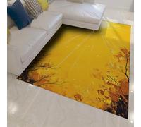 HOBBOY Tappeto per piccole aree 90 x 150 cm Stile semplice Albero astratto giallo stampa artistica tappetini lavabili a pelo basso per l'ingresso in camera da letto in soggiorno