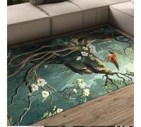 HOBBOY Tappeto pieghevole portatile da pavimento Misterioso modello di uccelli e fiori della foresta Tappeto sottile per interni lavabile per l'ingresso del balcone del soggiorno 150 x 240 cm