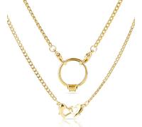 Hobbspring 1 collana con ciondolo ad anello, 50 cm, in acciaio inox, con chiusura a cuore, per moglie, infermiera, regalo da donna, Acciaio inossidabile