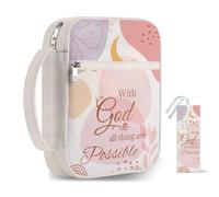 Hobbspring 1 copertina per bibbia con manico, 30,5 x 22 cm, stile bohémien, grande, con cerniera, custodia protettiva per la Bibbia rosa, con tasca e segnalibri, per donne e uomini, libri della Bibbia