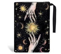 Hobbspring 1 custodia a libro con chiusura lampo, 34 x 24 cm, mani e sole, per libri tascabili, lavabile, in tessuto, per studenti e amanti dei libri