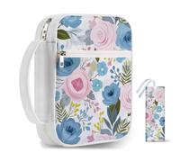 Hobbspring 1 custodia biblica da 30,5 x 22 cm, con fiori e rose, con manico e tasca con cerniera, per uomini e donne