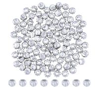 Hobbspring 100 perline distanziali rivestite in argento sterling 925, 1,2 mm, foro piccolo, piccole perle, accessori per grandi quantità ondulati, rotonde, per progetti di creazione di gioielli