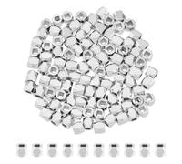 Hobbspring 100 perline distanziatori a colonna, 2 mm, in argento Sterling 925, placcate in argento Sterling 925, con colonna liscia, in ottone sfaccettato, per gioielli, collane, orecchini, fai da te