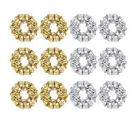 Hobbspring 12 pezzi elastici per capelli in poliestere plastica paillettes specchio discoteca paillettes elastici per capelli glitter argento e oro retrò supporto per coda di cavallo per donne addio