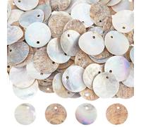 Hobbspring 150 Pezzi Piatti Rotondi Perline di conchiglia 15mm Fette Moneta Ciondolo di conchiglia Ciano Scuro Naturale Akoya Conchiglia Tinto Pendente Disco Per La Fabbricazione di Orecchini