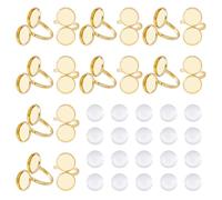 Hobbspring 16 basi ad anello in acciaio inox placcato oro 18 carati, piastre rotonde, con 32 cabochon in vetro, per la produzione di anelli, fai da te