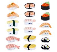 Hobbspring 18 Toppe termoadesive con alimenti 9 stili sushi ricamati toppe di riparazione personalizzate Sashimi Chirashi Applique per vestiti, borse, cappelli, giacche, jeans, zaini, decorazioni