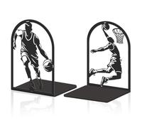 Hobbspring 2 fermalibri in metallo, colore nero, per giocatore di basket, design pesante, per scrivania, scuola, ufficio, biblioteca di casa, piccoli libri pesanti