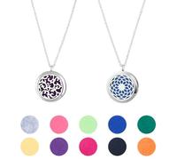 Hobbspring 2 set di collane con ciondolo per aromaterapia, catena regolabile da 61 cm, con fiore di loto e nuvola galleggiante, diffusore di oli essenziali, in acciaio inox, da donna
