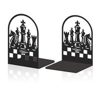 Hobbspring 2 supporti per libri in metallo, motivo scacchi, decorativi, altamente resistenti, antiscivolo, per casa, ufficio, biblioteca, piccoli libri pesanti