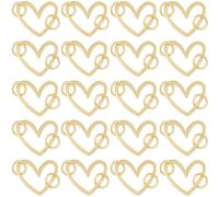 Hobbspring 20 anelli di collegamento a forma di cuore, placcati in oro 18 carati, ciondolo a forma di cuore, con doppio anello di piegatura per collane, orecchini, bracciali, gioielli