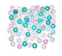 Hobbspring 200 perline di cristallo circolari da 10 mm ad anello Lampwork perline piatte rotonde distanziali colorate Lampwork perline di vetro ciambella per la produzione di orecchini e gioielli