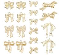 Hobbspring 32 ciondoli a forma di fiocco d'oro, 8 stili, in lega di metallo, grande fiocco, elegante papillon pendente, charm a farfalla, per gioielli, collane, bracciali, orecchini
