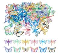 Hobbspring 48 ciondoli a forma di farfalla, libellula, in filigrana, in acciaio inox, in metallo, per orecchini, collane, segnalibri, creazione di gioielli