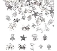 Hobbspring 80 perline oceaniche 9 stili di pesce rosso delfino perline distanziali tartaruga polpo vita marina perle in lega per braccialetti collane orecchini creazione di gioielli