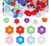 Hobbspring 800 tappi di perle floreali in acrilico, 8 colori, trasparenti, opachi, perforati, 10 mm, 6 foglie, perle di campanula, per la produzione di gioielli, collane e orecchini