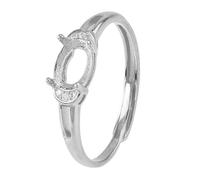 Hobbspring Anello in argento Sterling 925 con lunetta vergine 4 artigli regolabili Cabochon Anello di montaggio 3x4mm placcato platino ovale Cabochon Prong Anello per la fabbricazione di gioielli