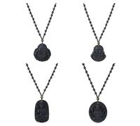Hobbspring Ciondolo Buddha Che Ride Guan Yin - Amuleto di Protezione Feng Shui - Collana Con Perline in Vetro, Booda Fortunata per Uomini