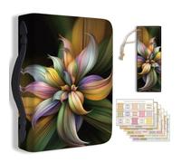 Hobbspring Custodia per bibbia da donna, con segnalibro, motivo piante misteriose, resistente, con manico e cerniera, in pelle PU, per adulti e studenti (nero e rosa)