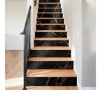 Hobbspring Decalcomanie per scale con motivo marmo scuro, 15 pezzi, per bagno, hotel, staccabili, fai da te, decalcomania per scale fai da te, antimacchia, in PVC, impermeabile, 100 x 18 cm