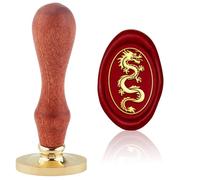 Hobbspring Dragon Vintage Cera Sigillo Timbro Drago Cinese Cera Sigillo Timbro Ovale In Ottone Rimovibile Con Manico In Legno Per Inviti Vino Pacchetti Regalo Decorazione Ritorno A Scuola