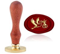Hobbspring Timbro di cera per cicogna, 30 x 20 mm, testa in ottone intercambiabile, manico in legno, per carichi scolastici, confezioni regalo, ritorno a scuola