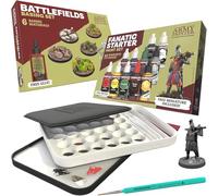 Hobby Essentials Bundle the The Army Painter - con Warpaints Fanatic Starter Set, Battlefield Basing, Wet Palette XL e 1 Dipit Brush - Set perfetto per dipingere miniature per D&D e Warhammer