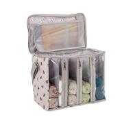 Hobby Gift Borsa grande per maglieria - Ape, contenitore per filati, divisori rimovibili, tasche multiple, fessure per aghi e uncinetti, rivestimento in PVC, tracolla regolabile, 24x40x30cm