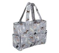 Hobby Gift Borsa Media per Maglia - Creativa da Viaggio con Scomparti, Organiser per Uncinetto per Punto Croce, Filati, Ricamo, Hobby Creativi e Progetti Artistici - 13 x 34,5 x 29 cm, Cani Grigi