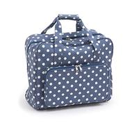 Hobby Gift Esclusiva borsa per macchina da cucire, borsa da trasporto imbottita in PVC, accessori extra, 20 x 43 x 37 cm, denim a pois
