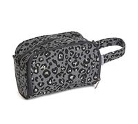 Hobby Gift Esclusiva borsa per uncinetto in morbido cotone 100%, custodia per uncinetto con cerniera, supporto per filo, borsa per uncinetto, manico in cotone, 12 x 22 x 13 cm, leopardo